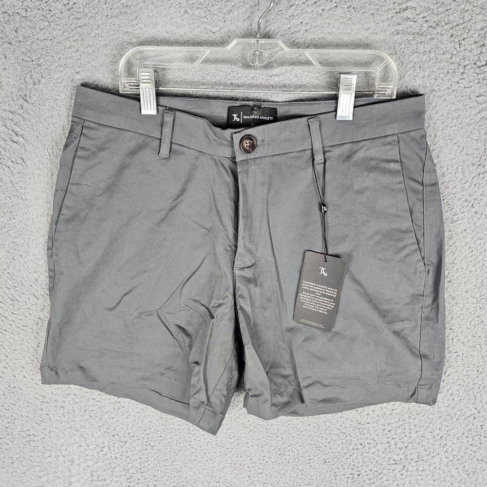 Tailored Athlete Shorts Mens 32 Grey Muscle Fit Chino Shorter Length New